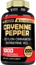 Cayenne Pfeffer Kapseln mit Kurkumin Wurzel, Berberin HCl, Ceylon Cinnamon Bark & More - 200 Kapseln - Unterstützung Verdauungsgesundheit, Immunsystem & Body Balance