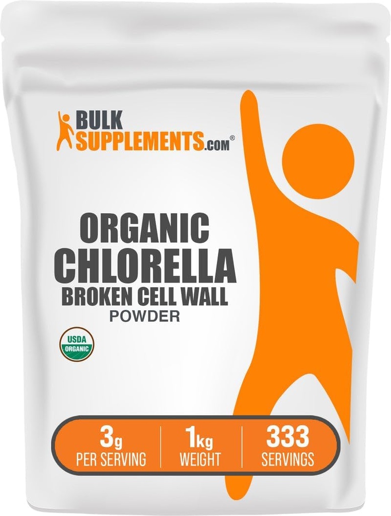 BulkSupplements.com Bio Chlorella Pulver - Gebrochene Zellwand, grünes Superfood Pulver, Chlorella Supplement - Glutenfrei, 3g pro Servierung, 1kg (2.2 lbs) (Pack von 1)