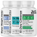 Youth & Tonic Water Weight Away et 15 Day Cleanse Bundle, emballés avec des électrolytes de remplissage pour soutenir l'hydratation en utilisant des diurétiques