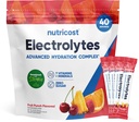 Nutricost Electrolytes Complex, Fruit Punch Aromatisé, 40 Stickpacks - Complexe d'hydratation avancé