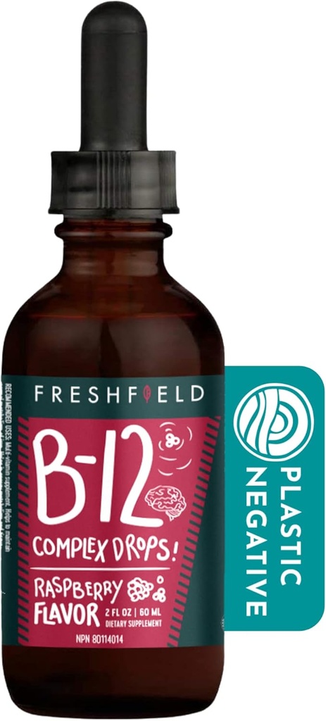 Freshfield Naturals B Complex Drops: B12, B2, B3, B5 und B6, Vegan-Friendly Liquid Formel, Enhanced Absorption | 1200 mcg Methylcobalamin | Energize, erhöhen Mood und unterstützen Herzgesundheit