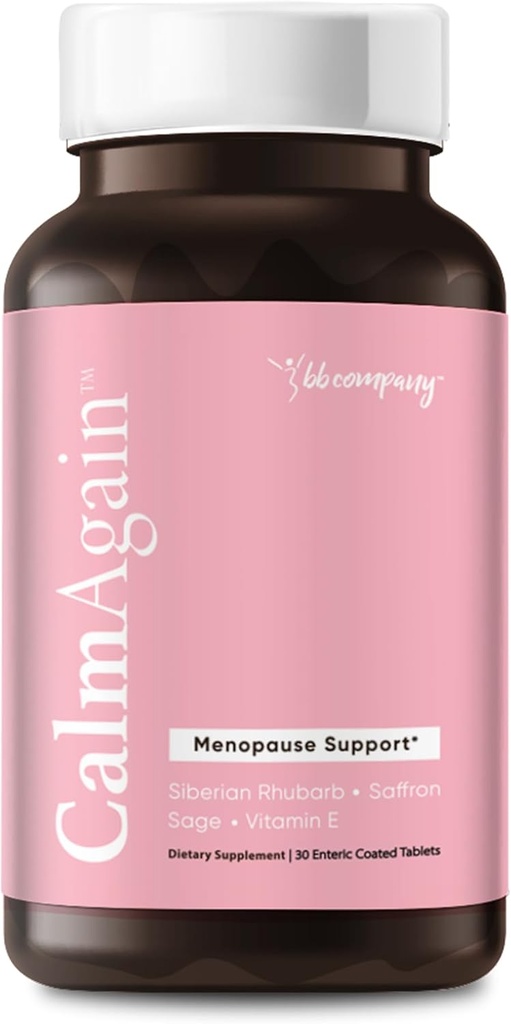 BB Company CalmAgain für Menopause Anxiousness, Mood Balance für Frauen | Stay Calm, Lower Cortisol, Fewer Mood Swings | Sibirische Rhubarb, Sage, Saffron | Menopause Relief | 30 Ct