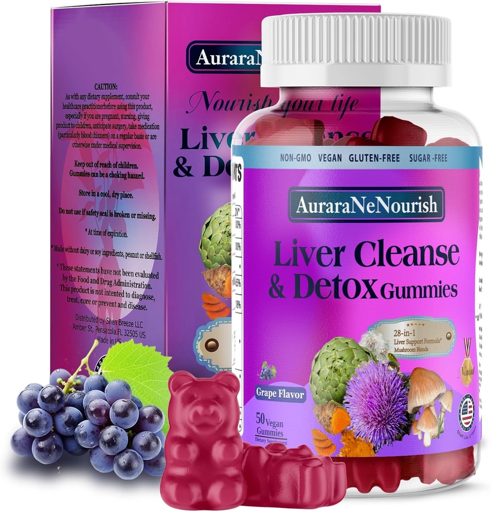Liver Supplement Gummis, 28-in-1 Liver Detox w/Milk Thistle Silymarin, Artichoke, TUDCA, High Potency Liver Health Formula Dose für Ihre Liver Cleanse Detox Repair Renew & Support eingeschränkt Fed