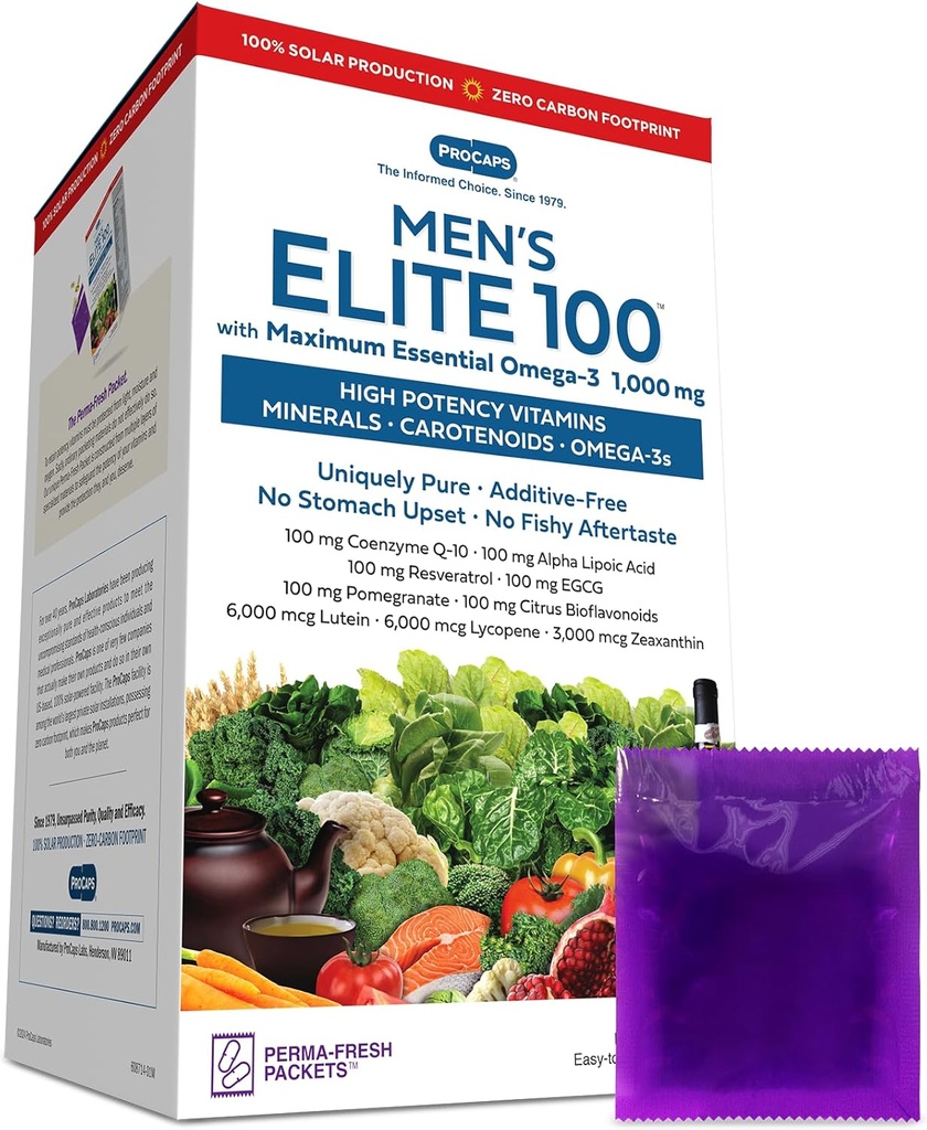 ANDREW LESSMAN Multivitamin - Herren Elite-100 mit Maximum Essential Omega-3 1000 mg 30 Packungen – Potent Nährstoffe, essentielle Vitamine, Mineralien, Phytonutrients und Carotenoide. Keine Zusatzstoffe