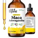 Wild & Organic Maca Root Ashwagandha Drops für Männer und Frauen - Liquid Maca Ashwagandha Supplement für Gesamtunterstützung - Peruvian Extract Tincture - Vegan, Zucker & Alkoholfrei - 4 fl oz