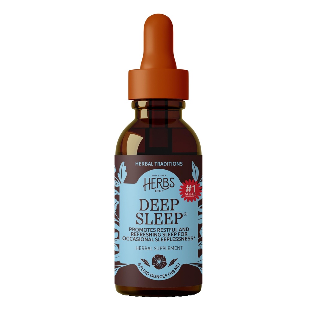 Herbs Etc. Deep Sleep Classic Liquid Extract - Supplément à base de plantes pour le soutien naturel et doux du sommeil - Supplément de sommeil reposant avec la passionflower, la camomille et le citron baume - 4 fl oz (157 portions)