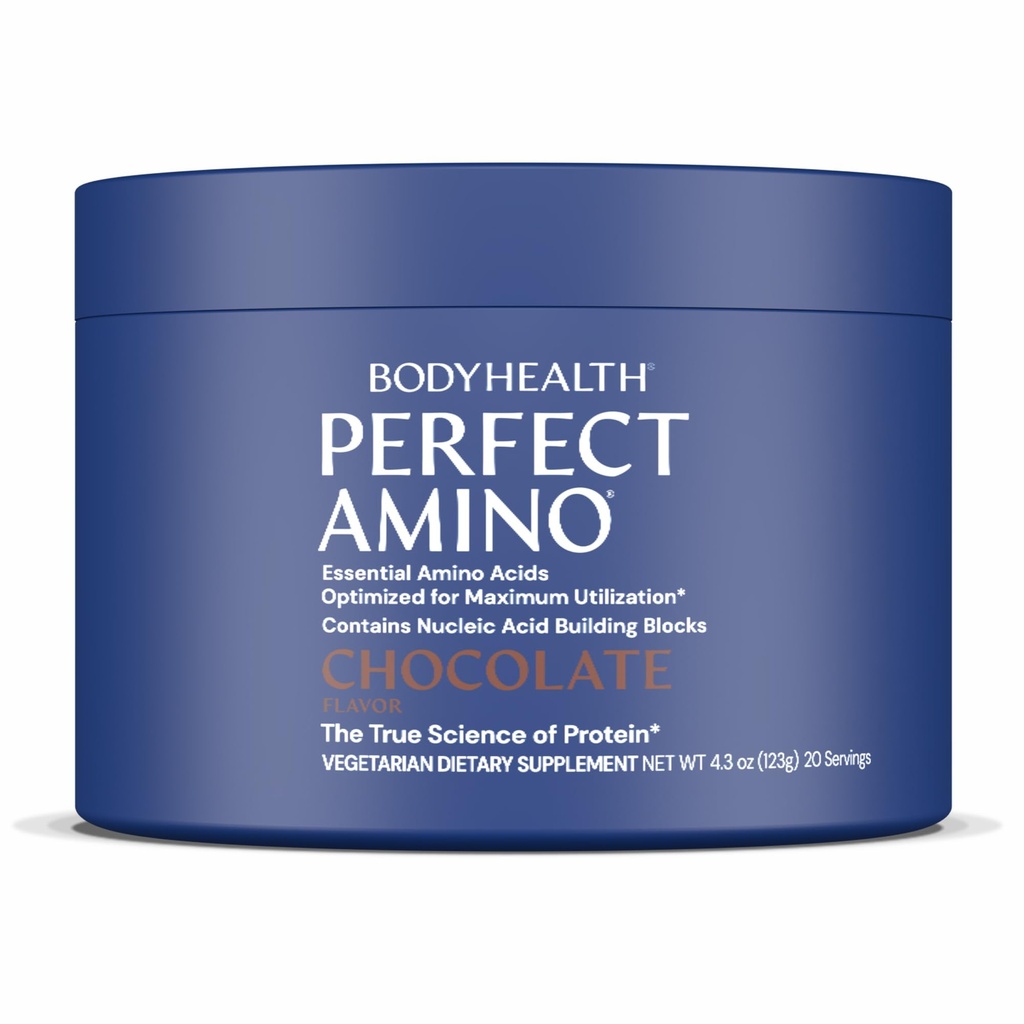 BodyHealth PerfectAmino Powder - BCAA und EAA Pulver für Pre- und Post Workout - Aminosäure Energy Drink für Männer und Frauen, um Lean Muskel und Erholung zu unterstützen - Schokolade - 20 Servietten