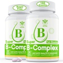 Zuckerfreier Vitamin B-Komplex mit Methyl B12, MethylFolate, B6, B1, B2, B3, Schnellauflösen Hochverfügbare methylierte B-Komplex-Ergänzung für Energiestufen, Neural System, Vegan,180 Tabletten
