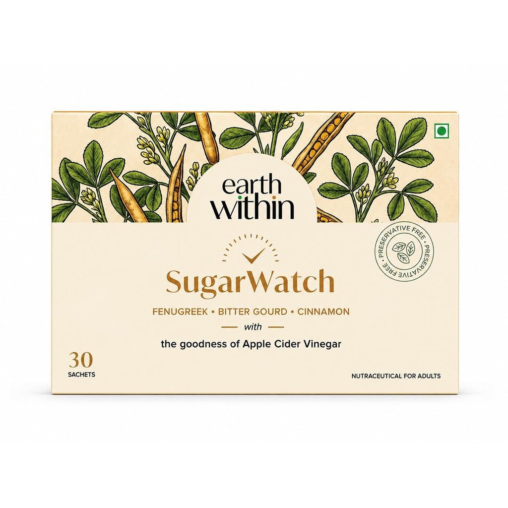Sugar Watch Blood Glucose Wellness Drink with Fenugreek, Bitter Gourd & Cinnamon | Curcumin, Black Pepper & Monk Fruit | Daily Metabolic Wellness Support | Powder Sachets 30