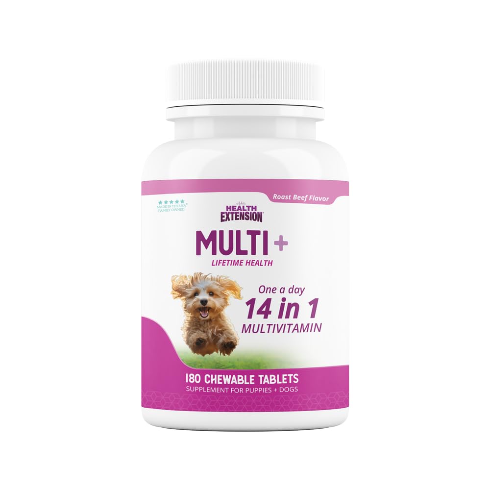 Health Extension Lifetime Multivitamin und Mineraltabletten für Hunde & Welpen, 180 Tabletten - Immune, Verdauung, Gelenkunterstützung, Fleisch & Hautgesundheit