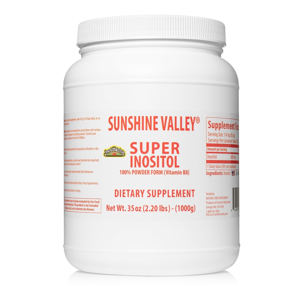 Sunshine Valley® Super Inositol, Vitamin B8 pulverisierte Nahrungsergänzung, Natürliche und PCOS Fruchtbarkeitsergänzung, Hormonal Balance & Gesunde Ovarian Funktionsunterstützung - 35oz
