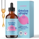 JoySpring Genius Drops - Organic Focus Drops für Kinder | Klinisch bewährte Fokus-Ergänzung hilft Kindern, besser in der Schule | Flüssige Kräuter-Ergänzung mit Ginkgo Biloba (4 fl oz) 120 Portionen