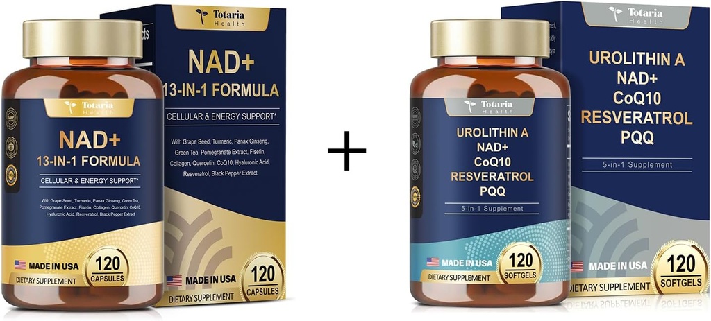 Totaria NAD Supplément pour Femmes Hommes 120 Capsules Urolithine Un Supplément 1000mg 120 Capsules Soft