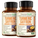 Saffron-Ergänzungen – 89mg Saffron-Extrakt und 1000mg Tumeric Blend – Kurkuma-Ergänzung mit Ceylon Cinnamon und Cardamom für Stimmung, Gedächtnis und Augengesundheit – Gemeinsame Ergänzungen für Frauen & Männer – 2 Pack