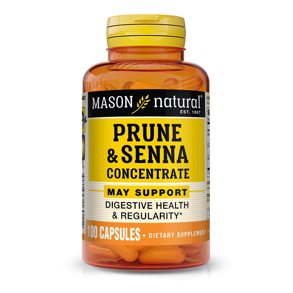 MASON NATURAL Prune Senna Konzentrat, Natürliche Gemüse Laxative für Regelmäßigkeit und unterstützt Bowel & Verdauungsfunktionen, 100 Kapseln
