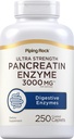 Piping Rock Pancreatin Verdauungsenzyme | 3000mg | 250 Caplets | Ultra Strength | Non-GMO, Glutenfreie Ergänzung