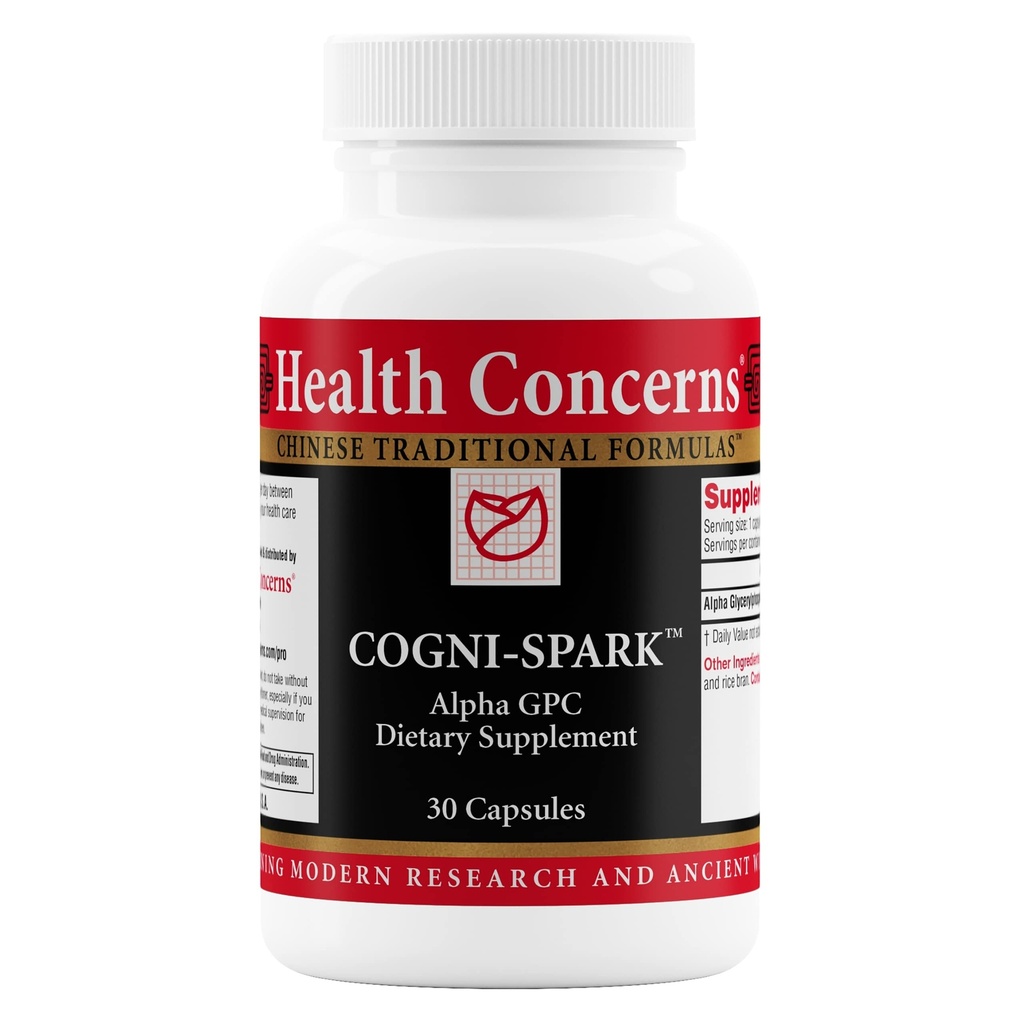 Gesundheit besorgt Cogni-Spark – Gehirnunterstützung für Gedächtnis, Fokus und psychische Klarheit – Alpha-GPC Choline Ergänzung für Kognition, Nerve Funktion und Langlebigkeit – Kognitive Gesundheit Formel – 30 Kapseln