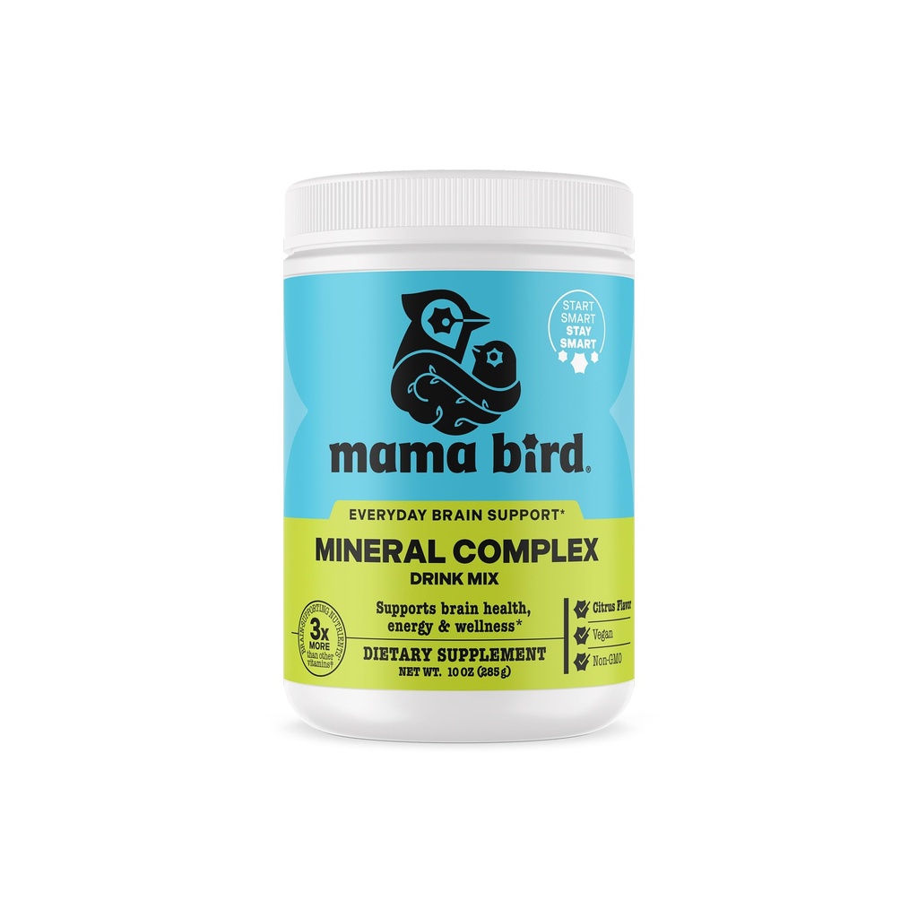Best Nest Wellness Mama Bird Mineral Complex - Soutien à la santé cérébrale Multivitamine - Aide au développement des os pour la mère et le bébé - Supplément de boisson avec Choline et Magnésium - Citron-Lime, 285 g (30 portions)