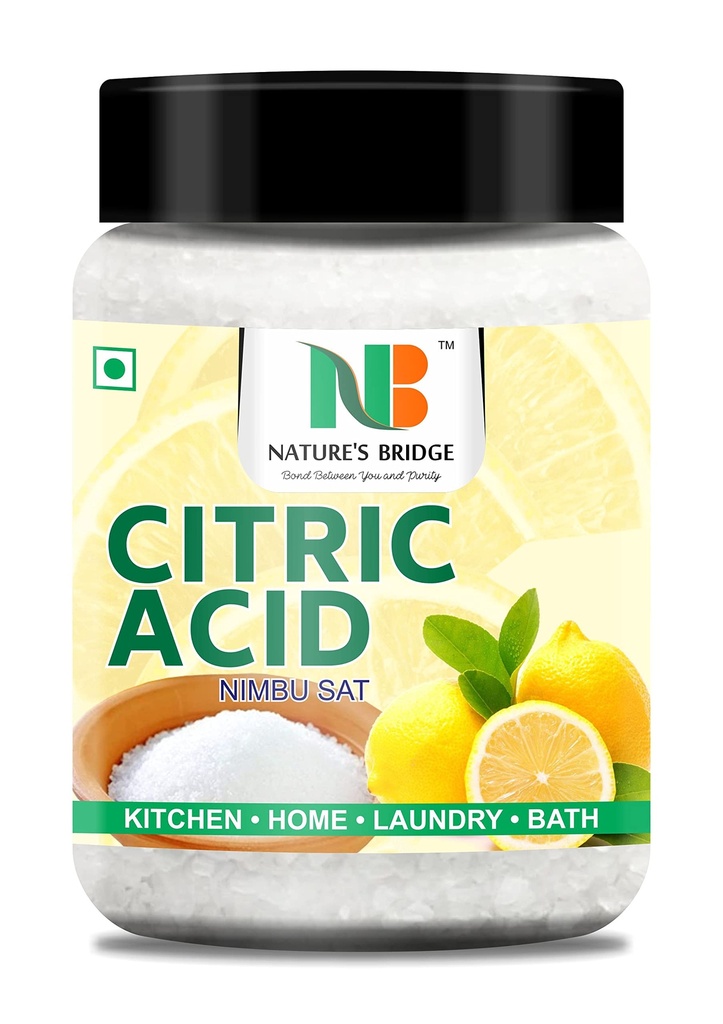 Nature's Bridge Natural Citric Acid 900 Gm (Nimbu Sat/Tatri/Nimbu Phool/Lemon Salt) | Natural Food Preservative, Flavor Enhancer | Household Cleaner Citric Acid Crystals