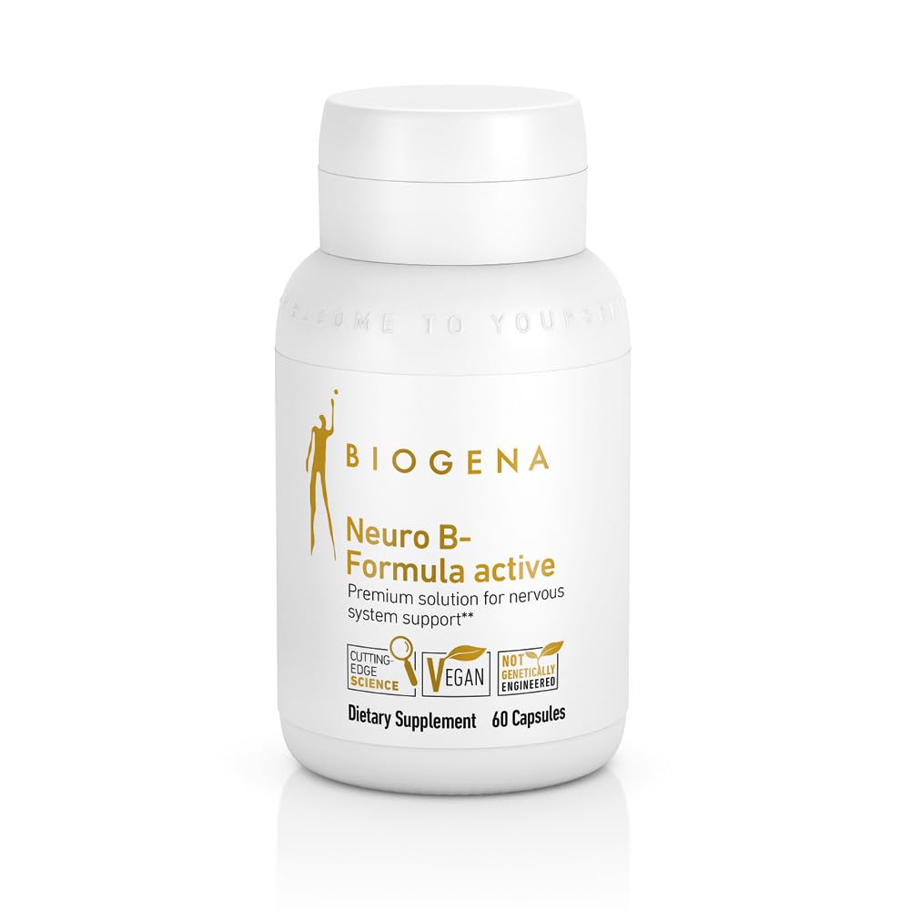 Biogena Vitamin B Complex Kapseln mit allen 8 b-Vitaminen B1, B2, B6, B12, Folat, Niacin, Biotin und Pantothensäure zur Unterstützung von Psyche & Nervous System** - Neuro B-Formula Active Gold