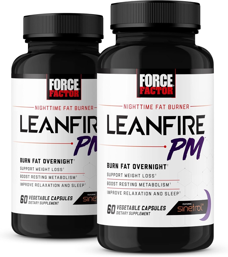Kraftfaktor LeanFire PM, Gewichtsverlust Pillen für Frauen und Männer, Fat Burner und Über Nacht Gewichtsverlust Pillen zu verbrennen Fett, Boost Stoffwechsel, mit Melatonin, 60 Zähler (Pack von 2)