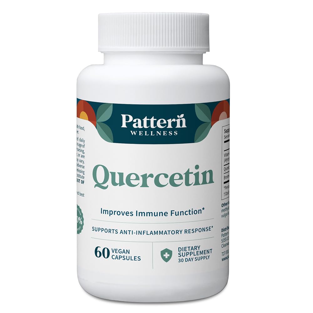Pattern Wellness Supplément Quercetin avec Bromelain - Fonction immunitaire et soutien à la santé cellulaire - Antioxydant et mieux-être corporel entier - 60 Capsules Vegan
