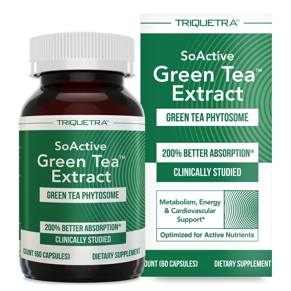 SoActive Green TeaTM Extract - Klinisch untersucht Grüner Tee Phytosome - Bis zu 200% Bessere Absorption & Bioverfügbarkeit - Klinisch validierte Dosis - Unterstützt Stoffwechsel & Gewicht-Management - 60 Caps