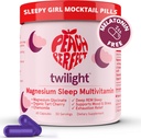 Peach Perfect Twilight Magnesium Glycinate Sleep Multivitamin Magnesium Supplement mit Bio Tart Cherry, Kamille, 5-HTP, L-Tryptophan, natürliches Schlafmädchen Mocktail, 60 Kapseln, 30 Servietten
