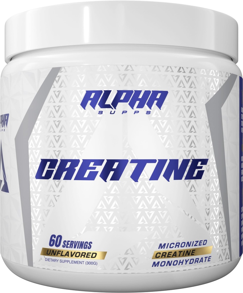 Alpha Supps - Alpha Creatine Monohydrat-Pulver unterstützt Muskelwachstum | Micronized | Unflavored | 300 Grams - 60 Portionen