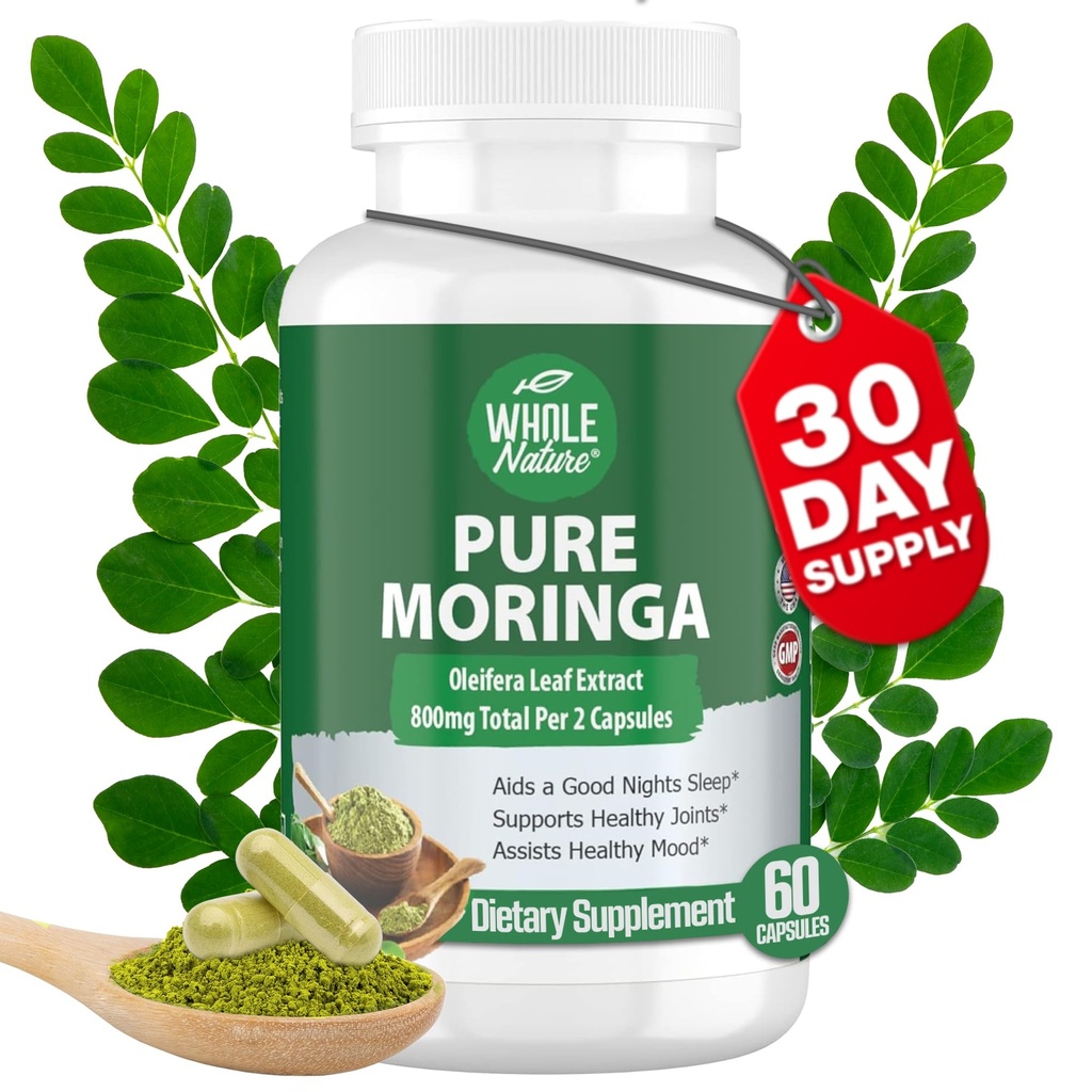 Moringa Kapseln, 800mg Bio Moringa Oleifera Blätter Pulver Superfood Greens Pure Moringa Pillen ist ein Vegan, Non-GMO Energie erhöhen und halten gesunde Ergänzung