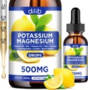 Kalium Magnesium Citrat-Ergänzung, flüssiges Magnesium Citrat Tropfen 500mg mit Ashwagandha, Calcium, Zink, Vitamin D3, B6, B12, CoQ10 - Vegan 2 oz Lemon Flavor