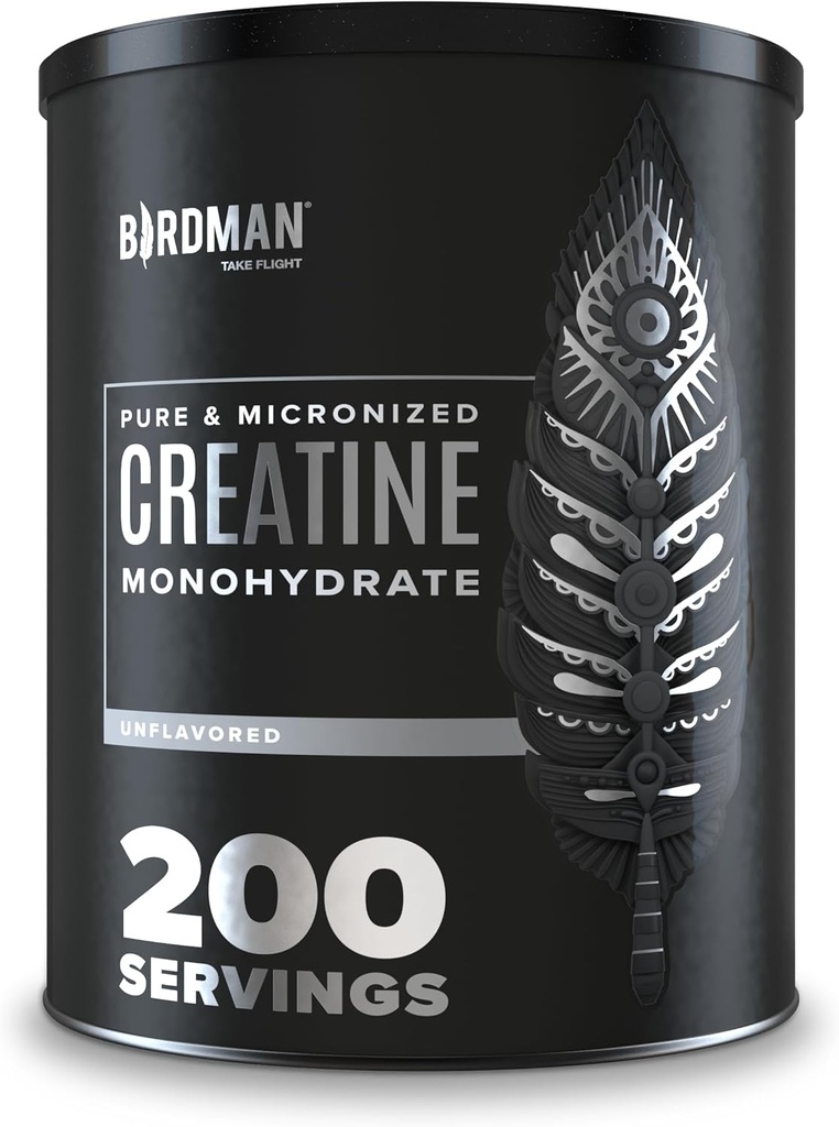 BIRDMAN Mikronisierte Kreatin Monohydrat-Pulver, Muskel-Recovery, Koffeinfrei, Kreatin Vor-Workout, Vegan, Post Workout, Glutenfrei, Zuckerfrei | 200 Servierungen (5 Gramm je) | 2.2lb.