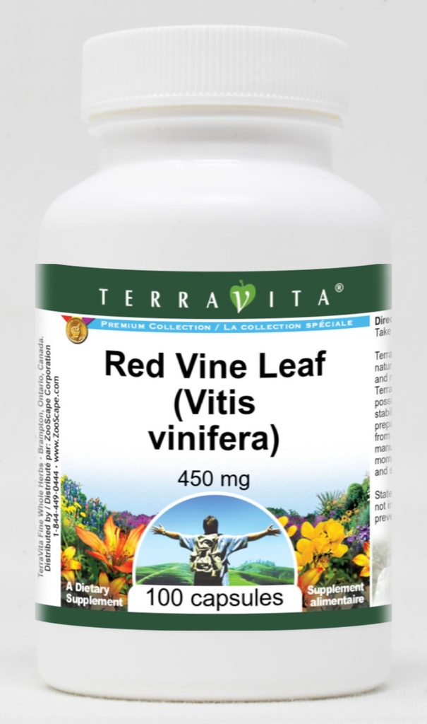 Red Vine Leaf (Vitis vinifera) - 450 mg (100 capsules, ZIN: 511411)