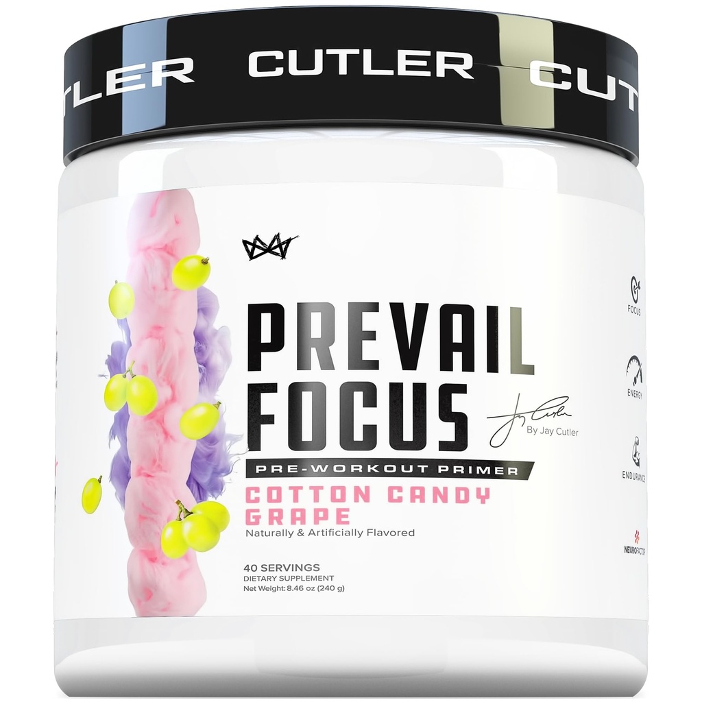 Prevail Pre Workout Pulver mit Nootropics: Pre Workout für Männer und Frauen, Schneiden Edge Energy und Fokus Supplement mit L Citrulline, Alpha GPC, L Tyrosine | Cotton Candy Grape, 40 Scoops