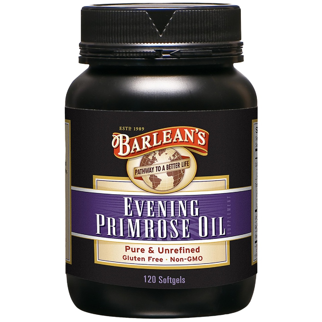 Capsules d'huile de Primrose du soir de Barlean, supplément GLA pour les hommes et les femmes, peau saine, soutien immunitaire et os 1300mg Softgels, 120 Compte
