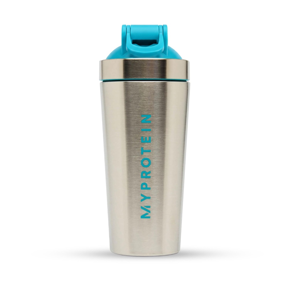 Myprotein Metal Shaker Stainless Steel Bottles For Gym (Silver-Blue)-100% Leakproof Guarantee, Ideal For Protein, Pre Workout, Bcaas & Water Bpa Free 750 ML