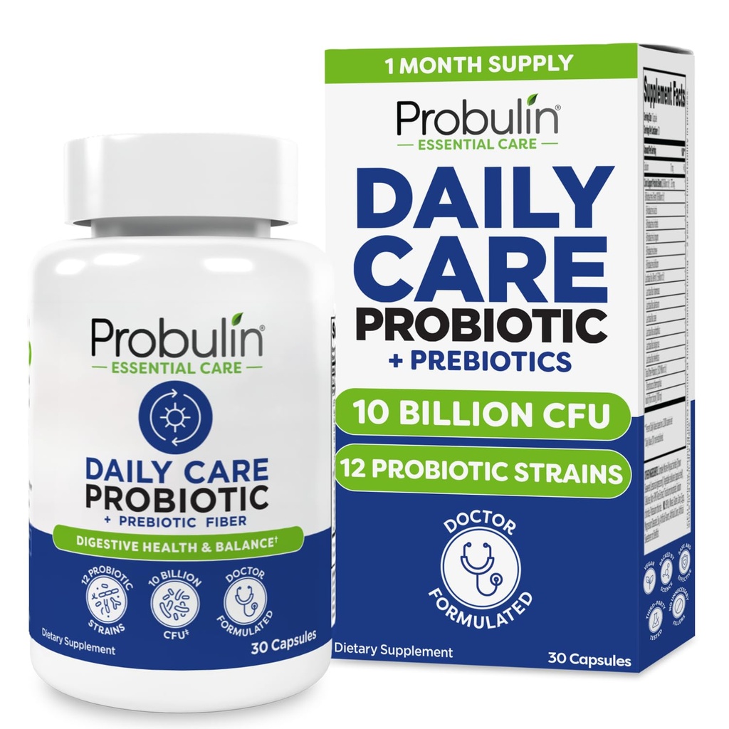 Probulin Daily Care Probiotic Supplement, Verdauungs-, Gut- und Immungesundheitsunterstützung Kapseln für Männer und Frauen, 10 Billion CFU, Vegan, 30 Count Bottle