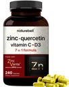 NatureBell Zink Quercetin mit Vitamin C & D3, 240 Kapseln | Quercetin 1.000mg + Zink 50mg + Vitamin C 250mg + Vitamin D3 5.000 IE | 4-in-1 Advanced Immune & Lung Support | ZinkVanta Formula
