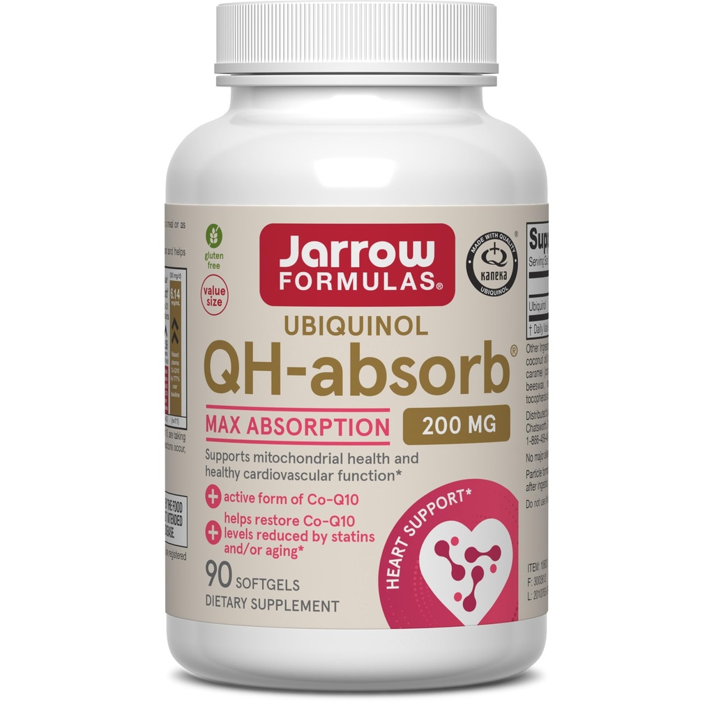 Formules de Jarrow CoQ10 200mg Softgels - 90 jours d'approvisionnement, Ubiquinol Co Q 10 Supplément pour la santé cardiovasculaire, 90 Softgels