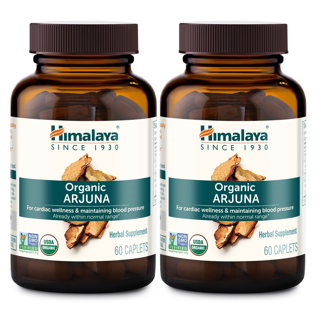 Himalaya Organic Arjuna, Blutdruck-Ergänzung für Herz-Kreislauf-Wellness, 700mg, 60 Count (Pack mit 2)