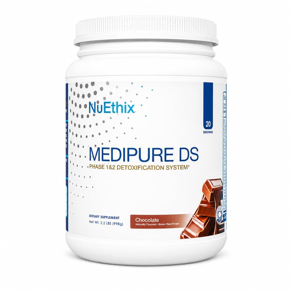 NuEthix Formulierungen Medipure DS mit Reisprotein Phase 1 & 2 Detoxification System, Ergänzung zur Unterstützung der natürlichen Entgiftung des Körpers, Schokolade (Nicht-Koffeiniert), 21 Servierungen