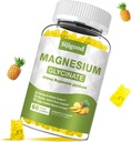 Magnesium Glycinate Gummi 600mg, Relaxation & Zzz Support, Magnesium Kalium Supplement für Erwachsene und Kinder Zuckerfrei, Vitamin C, B6 und CoQ10 Ananas Flavor, 60 Zähler
