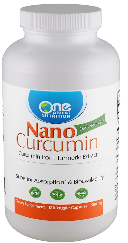 One Planet Nutrition Nano Curcumin 500 mg Veggie Kapseln (120 Portionen), Nano für hohe Absorption, unterstützt Immungesundheit, Non-GMO, Vegan, Gluten-Free