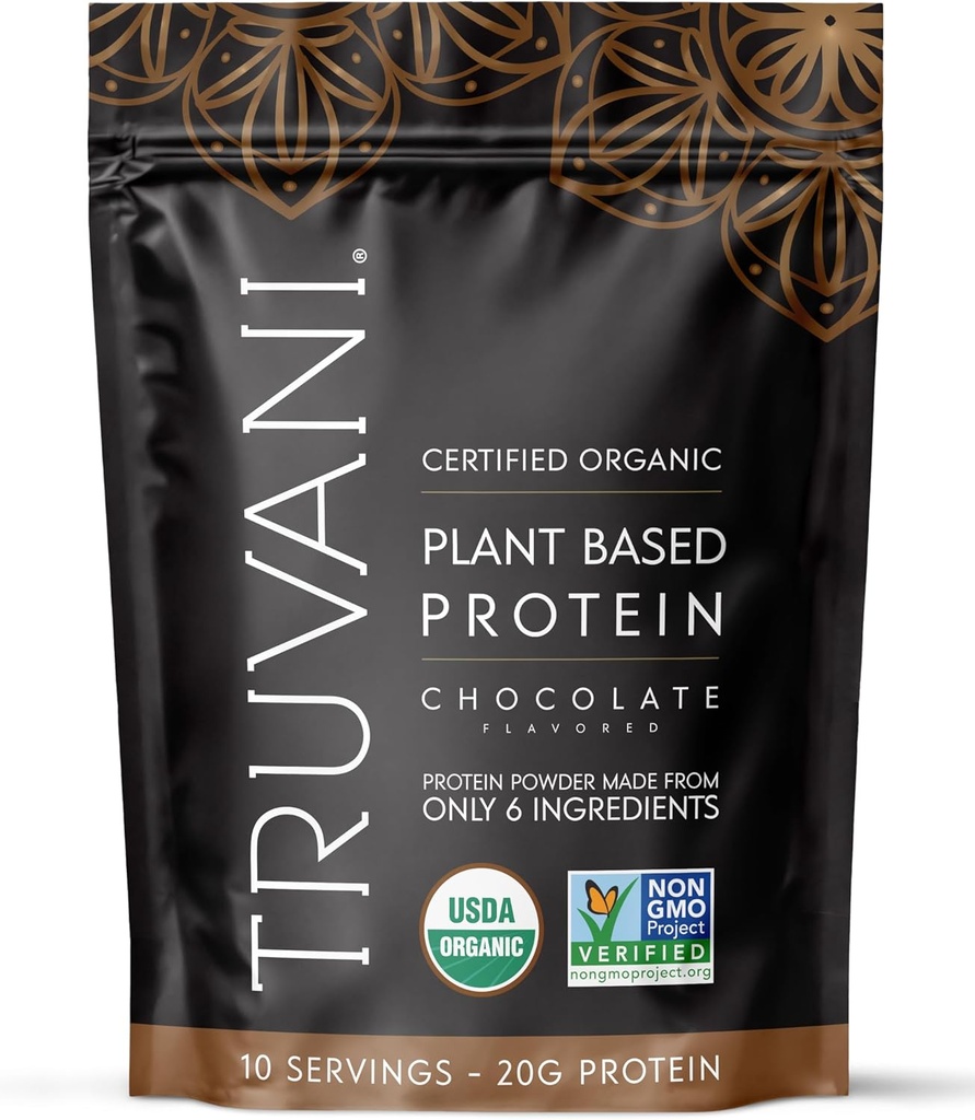 Truvani Vegan Pea Protein Pulver | Schokolade | 20g Bio-Pflanzen basiertes Protein | 10 Servierungen | Keto | Gluten & Dairy Free | Low Carb | Kein hinzugefügt Zucker
