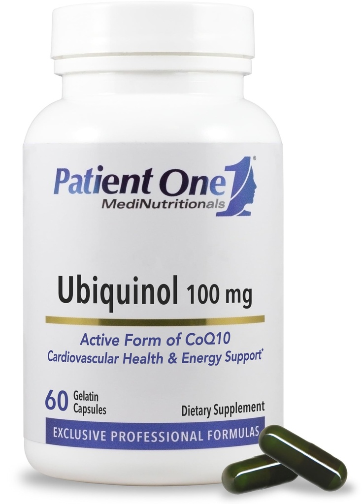 Patient One Ubiquinol 100 mg | Supplement zur Unterstützung von Herz und Gefäßgesundheit* Aktive Antioxidante Form von CoQ10 | 60 Kapseln