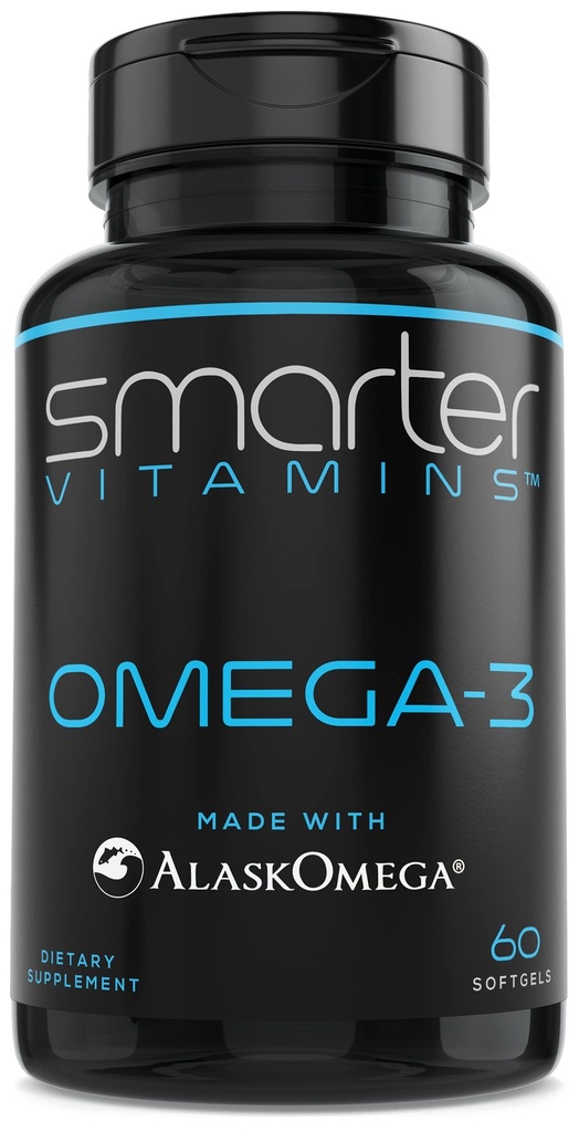 SmarterVitamine Omega 3 Fischöl, Erdbeeren Geschmack, Burpless, Geschmackslos, 2000mg, DHA EPA Triple Strength, Made with AlaskOmega®