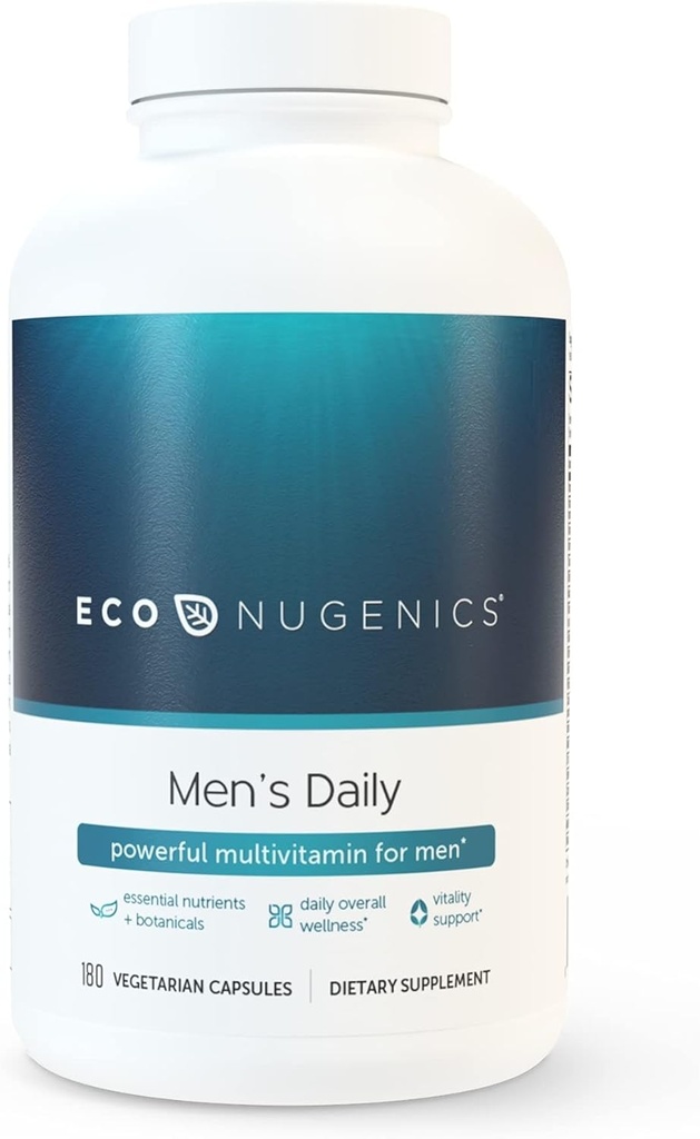 EcoNugenics Men’s Longevity Essentials Plus - Daily Multivitamin for Men - Vitamin Supplement mit Mineralien, Kräutern und Antioxidantien - Unterstützt Gesamtgesundheit, Vitalität und Immunität (180 Kapseln)