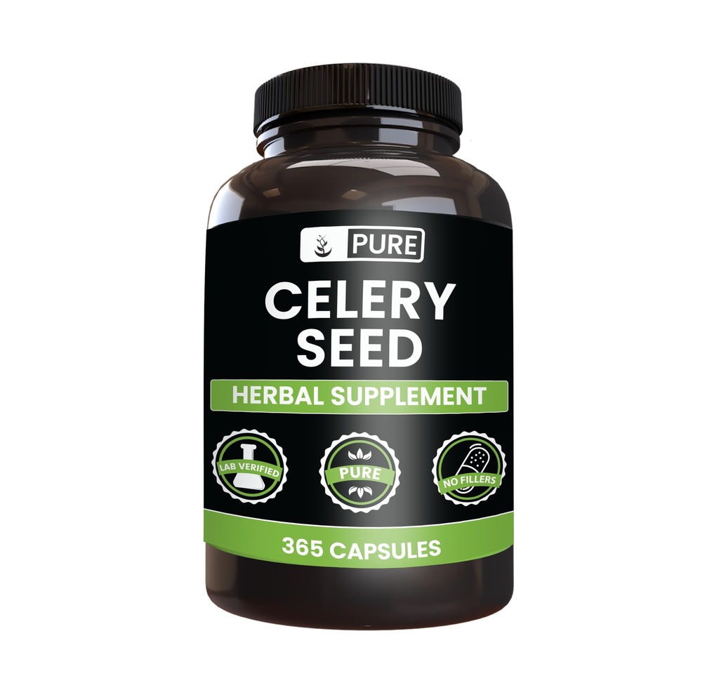 Pure Original Zutaten Celery Seed (365 Kapseln) Kein Magnesium oder Reisfüller, Immer rein, Lab Verifiziert