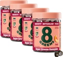 8Greens Supergreens Gummies de poudre Super Greens Superfood Gummy pour le métabolisme, l'immunité et le focus, enzymes de santé digestive, biologique: Chlorella, Spiruline, Aloe Vera, Peach Flavor, 200 Comte
