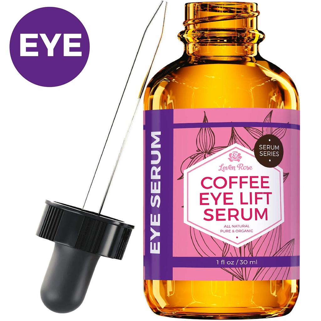 Leven Rose Kaffee Öl Koffein Serum für Augen 1 Unze - Anti-Aging Organic Under Eye Serum für Puffy Taschen unter Augen